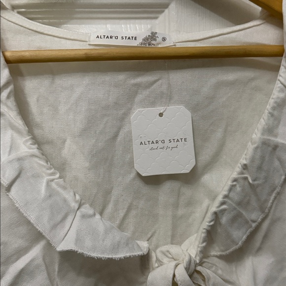 Altar'd State Cream Tie-Front Ruffle Top - Picture 2 of 7